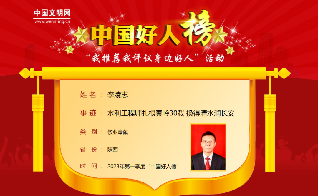 2023年第一季度“中国好人榜”——李凌志